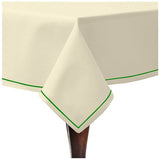 Single Embroidery Border Sateen Cotton Solid Table Cloth - Ivory