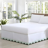 400TC Zig & Zag U Shape Solid Cotton Scallop Embroidery Tailored Bed Skirt