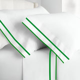 400TC Embroidery & Border Cotton Sateen Solid Pillowcases (Set Of 2)