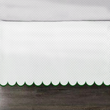 Allena 400TC Sateen Microcheck Cotton Scallop Embroidery Tailored Bed Skirt