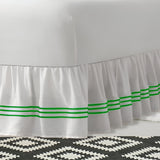 400TC Sateen Solid Cotton Triple Embroidered Gathered Bed Skirt