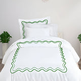 Double Wavy Embroidered Cotton Duvet Cover Set