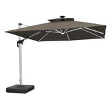 PURPLE LEAF SUNBRELLA Solar Cantilever Umbrella with Lights for Outdoor Patio