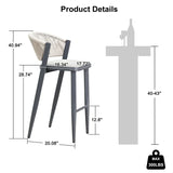 PURPLE LEAF Counter Height Bar Stool Set of 2 Outdoor Stool Chair with Footrest Patio Bar Height Stools Rattan Barstools for Outdoor or Indoor