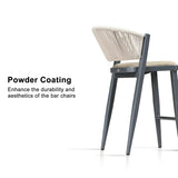 PURPLE LEAF Counter Height Bar Stool Set of 2 Outdoor Stool Chair with Footrest Patio Bar Height Stools Rattan Barstools for Outdoor or Indoor