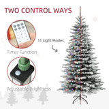 HOMCOM 6.5ft Snow Flocked Artificial Christmas Tree, Pre-Lit Christmas Tree with 400 LED Lights and 990 Branch Tips, Green