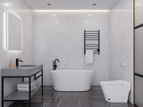 ANZZI Chand Series 55" - 67" Flat Bottom Freestanding Soaker Tub with Ergonomic Design, Rhino Alloy Certified Acrylic, and Center Drain