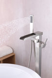 ANZZI Union Floor Mount Tub Filler (41" H), 2-Handle Control, 60" Hand Sprayer, Solid Brass, cUPC Certified, Various Finishes