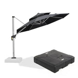 PURPLE LEAF Large Round Patio Cantilever Umbrella With Base for Deck, Pool, Backyard