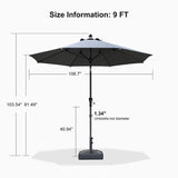 PURPLE LEAF Round Tilting Patio Umbrella with Base, Milan Porch Table Umbrella