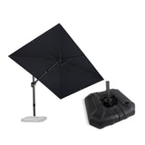 PURPLE LEAF Lateral Tilt Patio Umbrella with Base, 360° Swivel Cantilever Umbrella with Stand