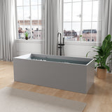 Palace Series 67 in. x 32 in. Flat Bottom Solid Surface Freestanding Soaking Bathtub with Reversible Drain in Slate Gray