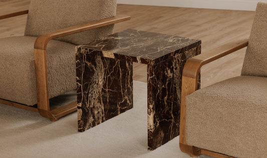 Rosa Accent Table Rosso Levanto Marble