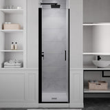 Lancer Series 23 in. x 72 in. H Hinged Frameless Shower Door with Tsunami Guard Tempered Glass