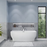 Bank Series 65 in. x 31 in. Flat Bottom Acrylic Freestanding Soaking Bathtub with Center Drain in Glossy White