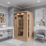 Seychelles 2-Person Carbon FAR Infrared Infrared Hemlock Wooden Indoor Home Sauna Room with LED Touch Control Panel