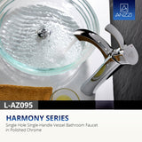 ANZZI Harmony Elegant Vessel Sink Faucet (8.77" H), Single Hole, WaterSense Certified, Rhino Alloy Solid Brass, Various Finishes