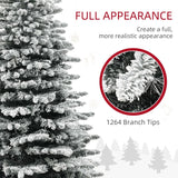 HOMCOM 7.5ft Snow Flocked Artificial Christmas Tree, Pre-Lit Christmas Tree with 500 LED Lights and 1264 Branch Tips, Green