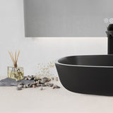 Ariadne Rectangle Glass Vessel Bathroom Sink with Matte Black Finish