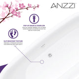 ANZZI Ami Series 30" W Freestanding Soaker Tub with Elegant Curve, Ergonomic Design, Center Drain, Slip-Resistant Texture, and Lifetime Warranty, Glossy White