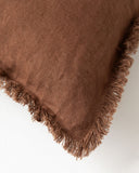 Heavyweight linen deco pillow cover in Chocolate brown