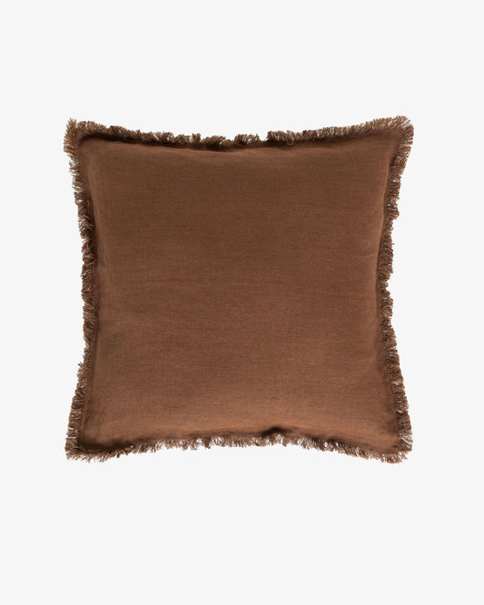 Heavyweight linen deco pillow cover in Chocolate brown