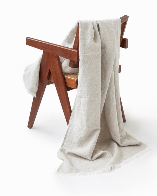 Heavyweight linen throw blanket in Natural melange