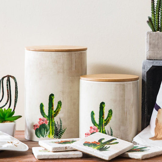 Succulent Design 2PC Canister Set