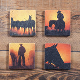 Cowboy Sunset Coaster, Set of 4
