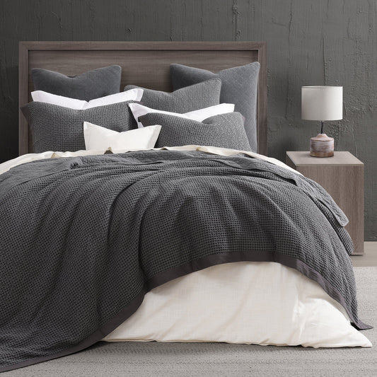 Stonewashed Cotton Waffle Weave Duvet Cover Set, Slate