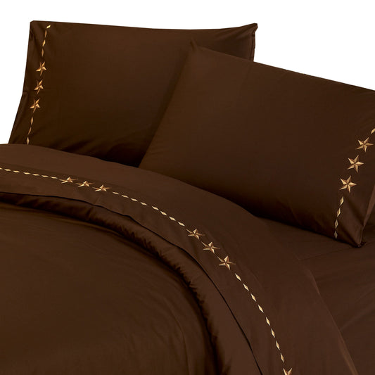 Embroidered Star 350TC Cotton Sateen Sheet Set, Twin & Full