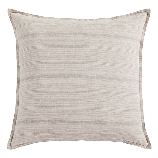 100% European Flax Linen Variegated Stripe Euro Sham, Natural