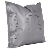 Gray Genuine Leather Geometric Studded Throw Pillow