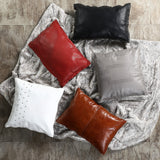 Genuine White Leather Studded Throw Pillow