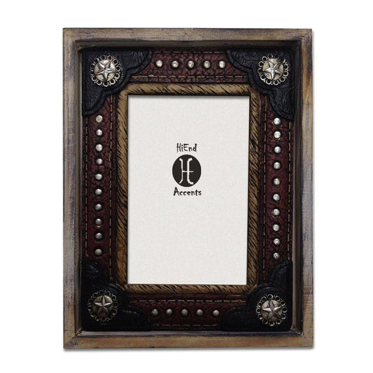 Wood w/ Resin Leather Insert Picture Frame