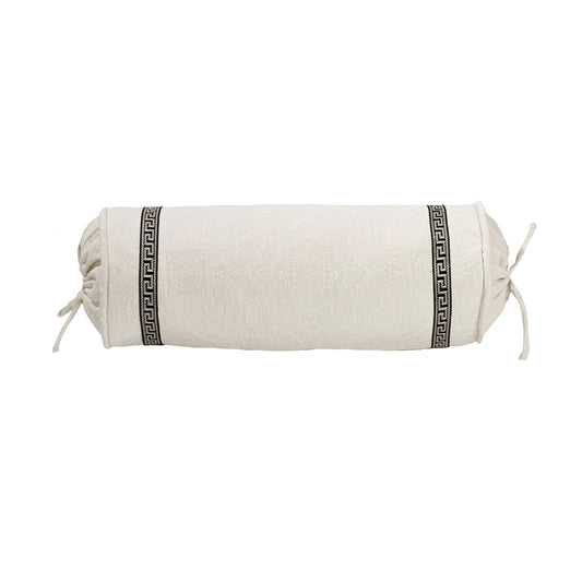 Augusta Matelassé Neckroll Pillow w/ Greek Key Trim