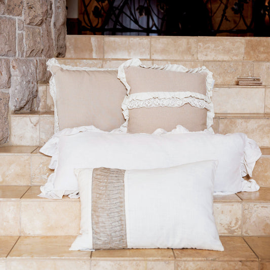 Charlotte Ruffle Trim & Lace Ruffle Accent Pillow