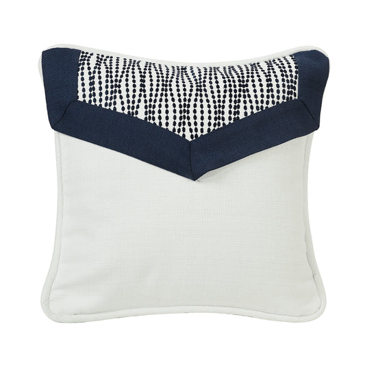 Kavali White Linen Envelope Pillow w/ Navy Blue