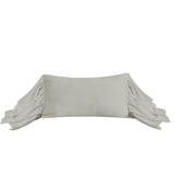 Washed Linen Long Ruffled Pillow, Light Gray & Navy