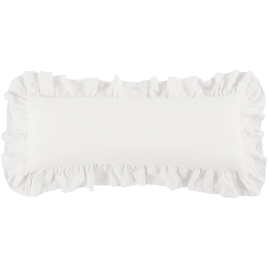 Washed Linen Ruffled Lumbar Pillow