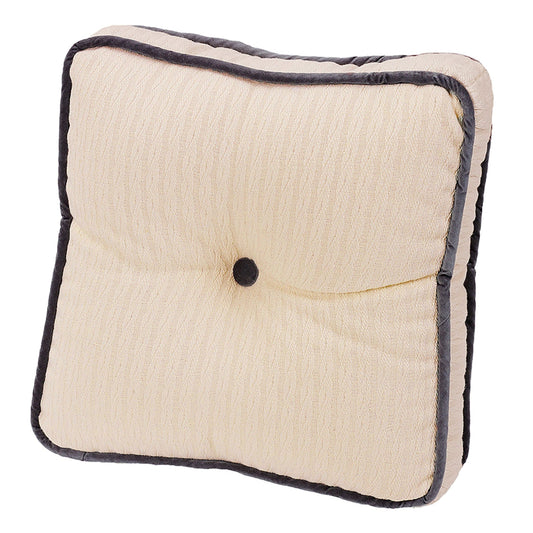 Whistler Tufted Box Pillow w/ Charcoal Velvet Trim