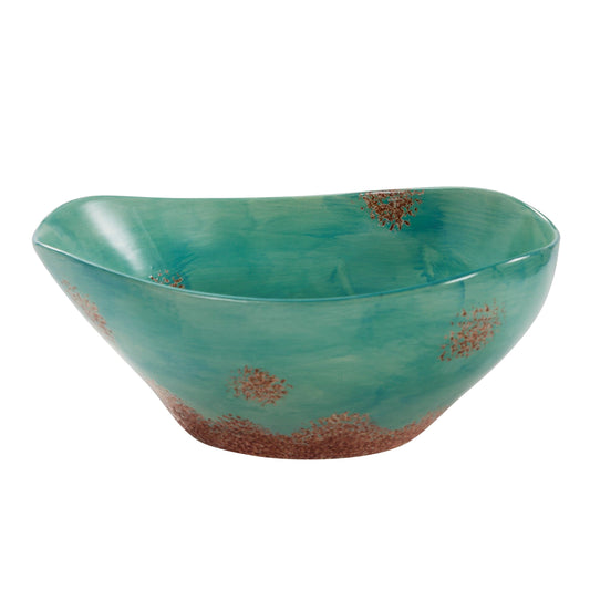 Patina Turquoise Ceramic Serving Bowls, Set of 4