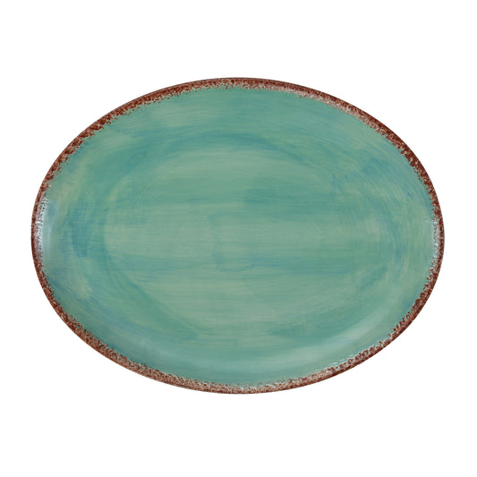 Patina Turquoise Ceramic Serving Platters, Set of 4