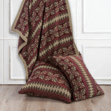 Fair Isle Knit Euro Sham - Red, Tan & Chocolate