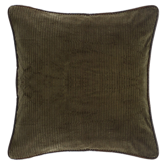 Green Corduroy Euro Sham Reversed to Tan Suede