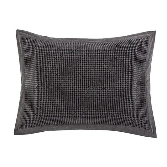 Stonewashed Cotton Waffle Weave Pillow Sham Set, King, Slate