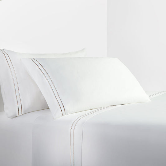 Embroidered Stripe 350TC Cotton Sateen Sheet Set