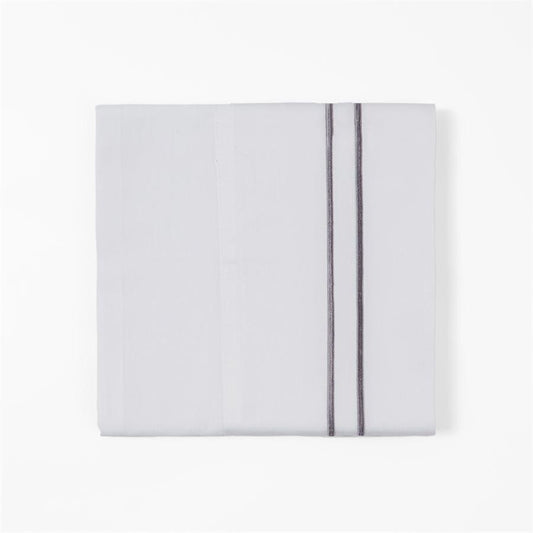 Embroidered Stripe 350TC Cotton Sateen Sheet Set, King, Gray