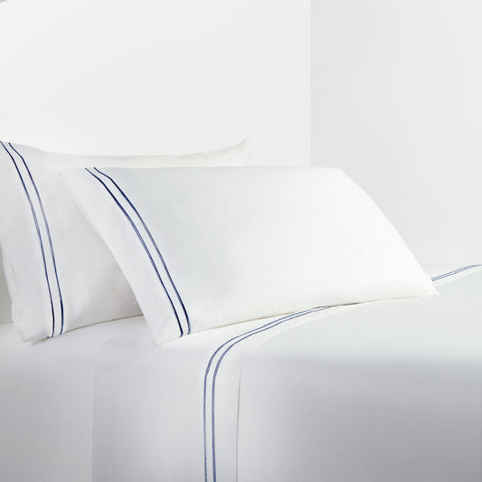 Embroidered Stripe 350TC Cotton Sateen Sheet Set