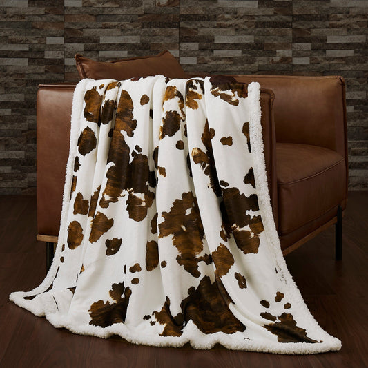 Elsa Cowhide Campfire Sherpa Throw